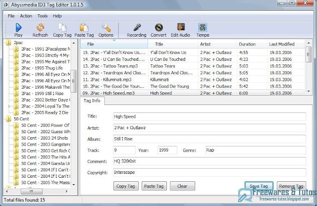 Abyssmedia ID3 Tag Editor : un éditeur de tags audio simple et intuitif