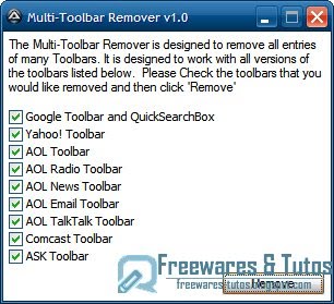 Multi-Toolbar Remover : un logiciel portable pour supprimer les barres d'outils indésirables