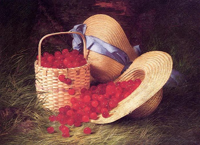 Still Life painting by Robert Spear Dunning. Harvest of Cherries