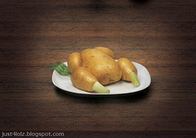 funny food potato chicken