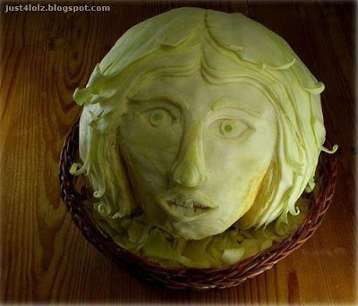funny food cabbage head