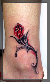 Red Rose Ankle Tattoo Design