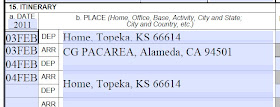 a screen shot of a portion of the travel claim form