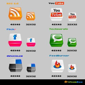 Web 2.0 3D Social Bookmarking Icons