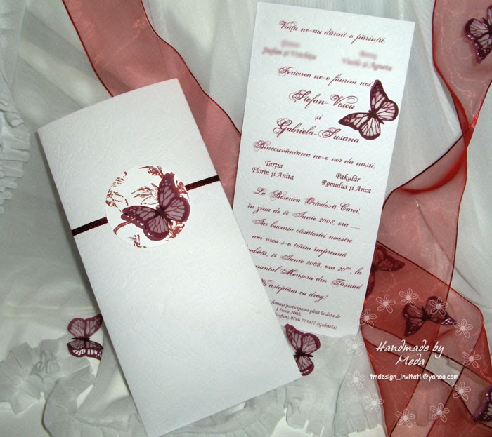 Handmade By Meda Wedding Invitation With Butterflies Invitatie