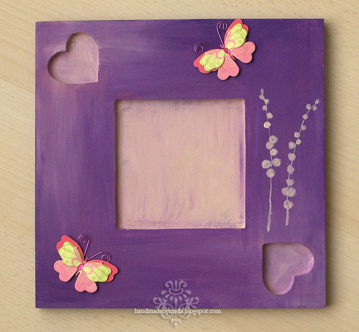 Flowers and Butterflies Handpainted Baby Frame Handmade by Meda