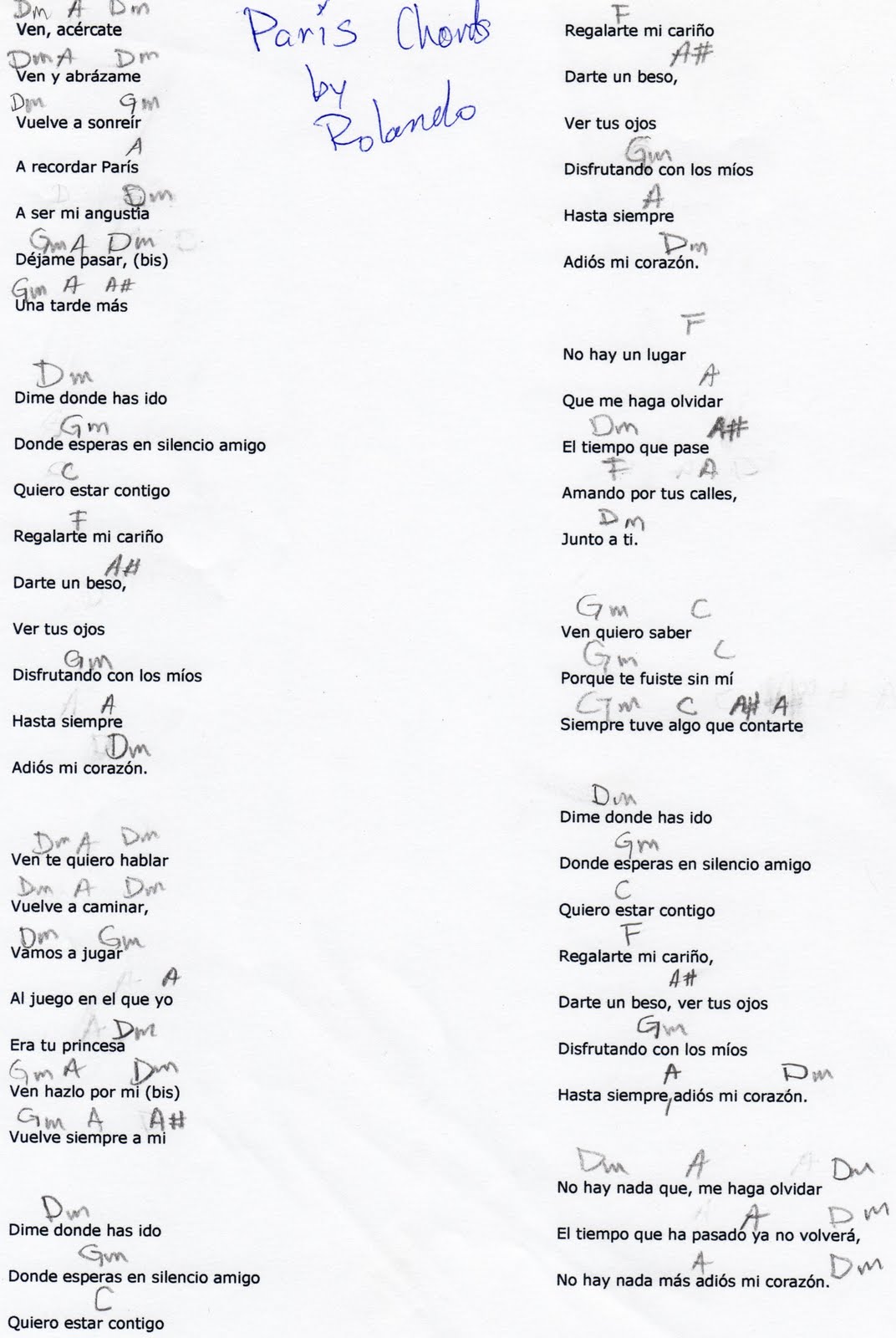 TABLATURAS y ACORDES Paris Oreja de