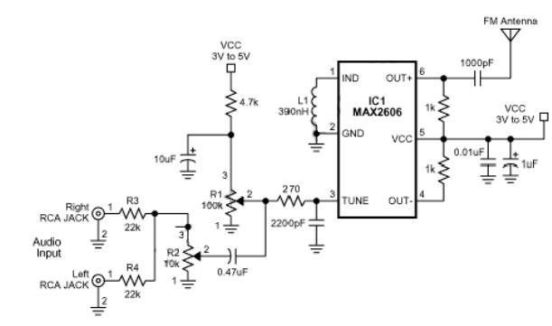 Small Single Chip FM Transmitter Circuit Schematic Diagram