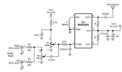 Small Single Chip FM Transmitter Circuit Schematic Diagram