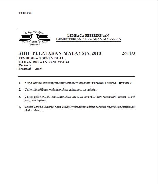 Soalan Peperiksaan Spm Pendidikan Seni Visual 2019 