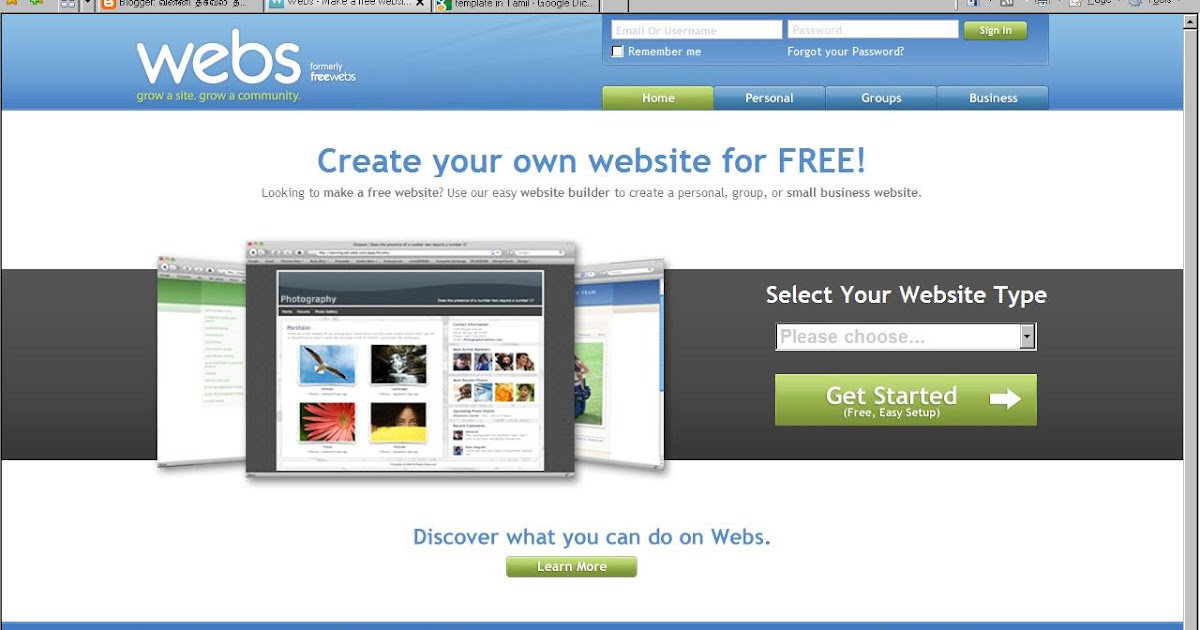 Web con. Own website. webnode.