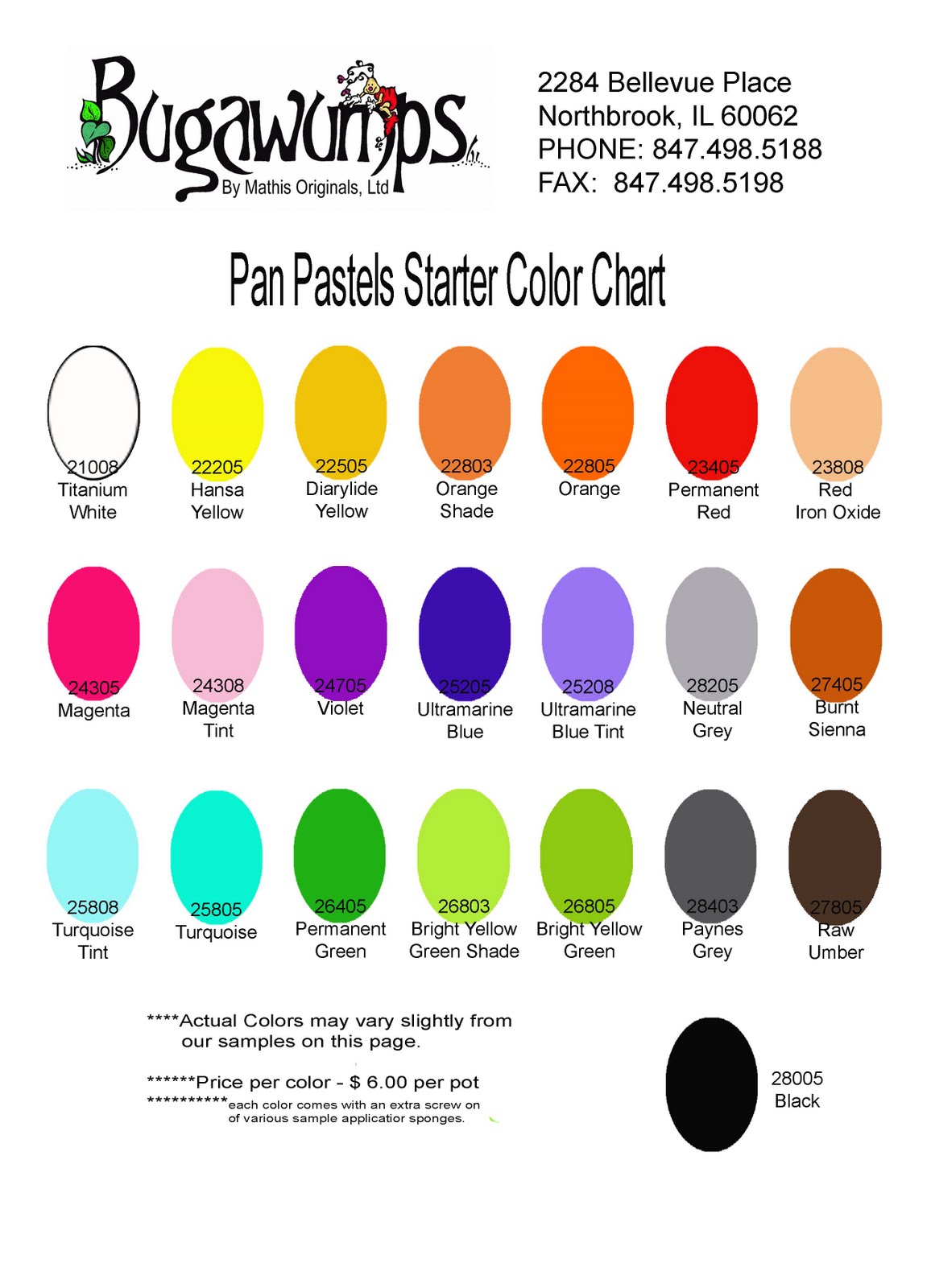 Pan Pastel Color Chart