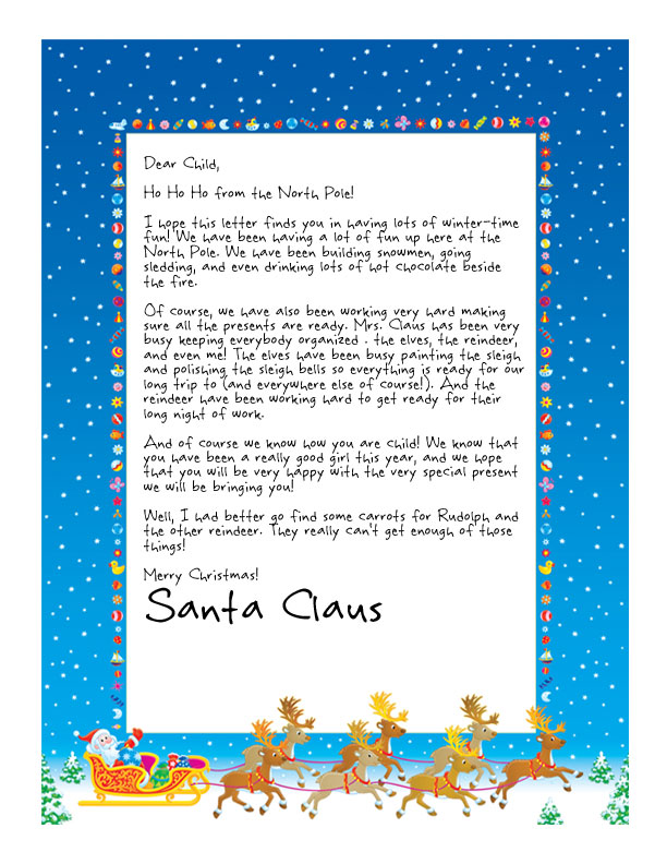 Editable Free Printable Letter From Santa Template Word