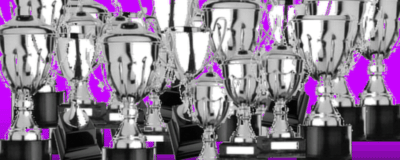 A collage of trophy cups