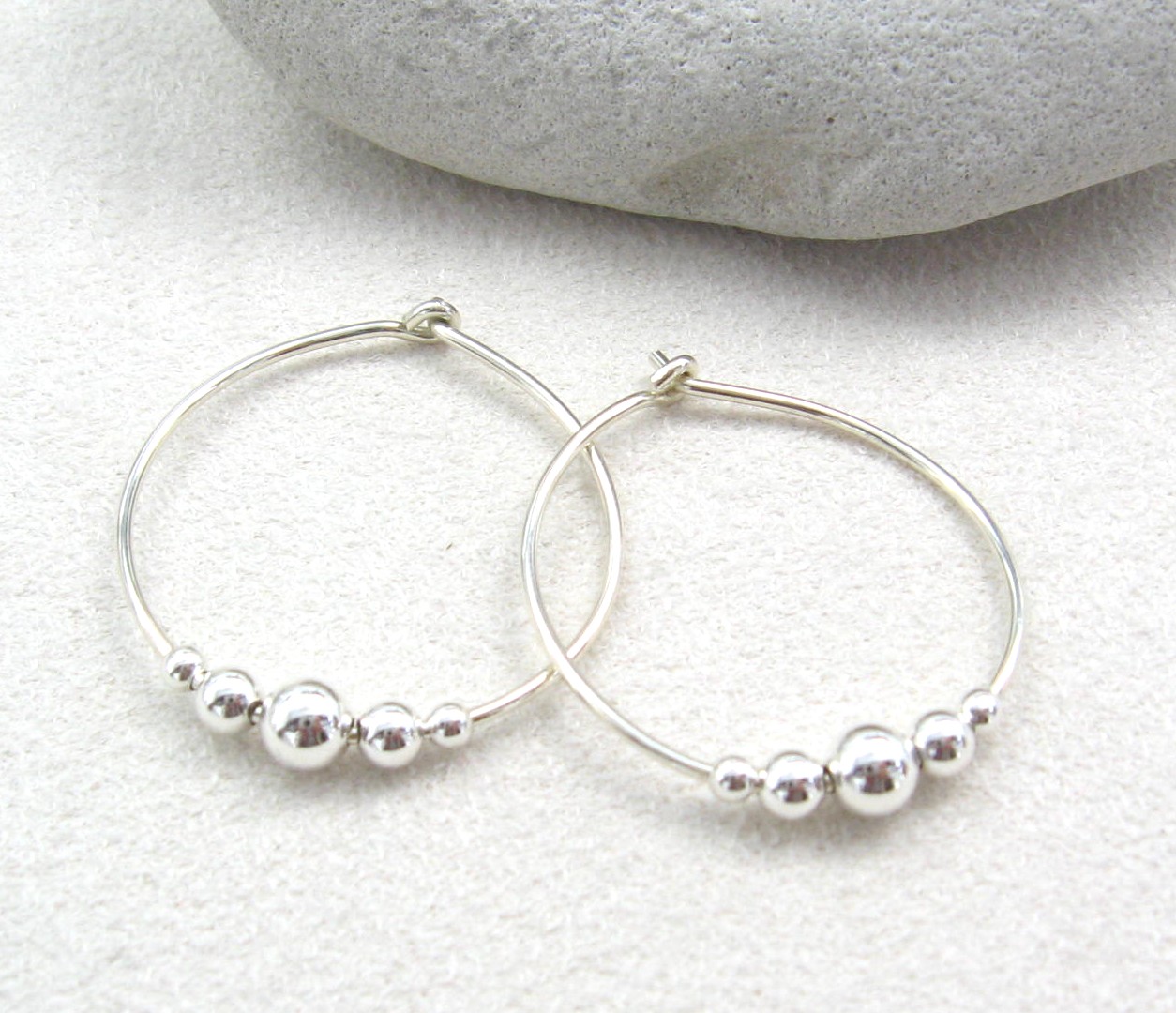 Gracie Jewellery Handmade Sterling Silver Beaded Hoop Earrings Sarina
