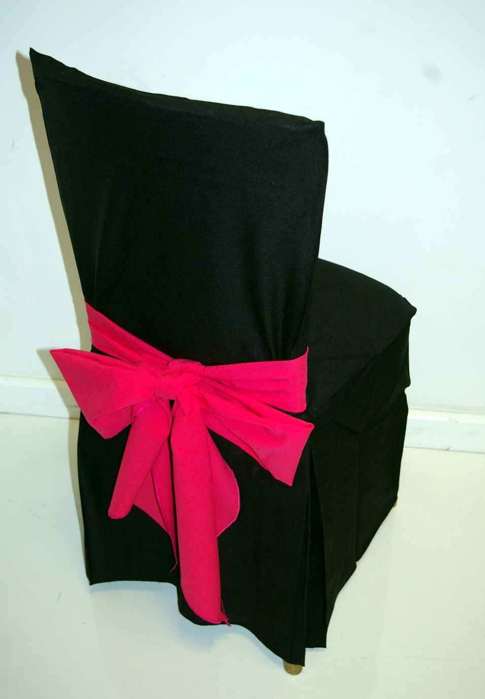 Furniture Hire Furniture Rental Black Chair Cover with Rosita Pink Bow