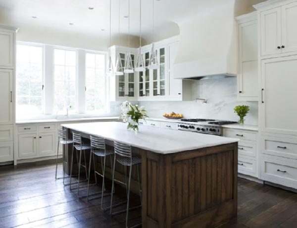 White Kitchen Cabinets with Dark Countertops