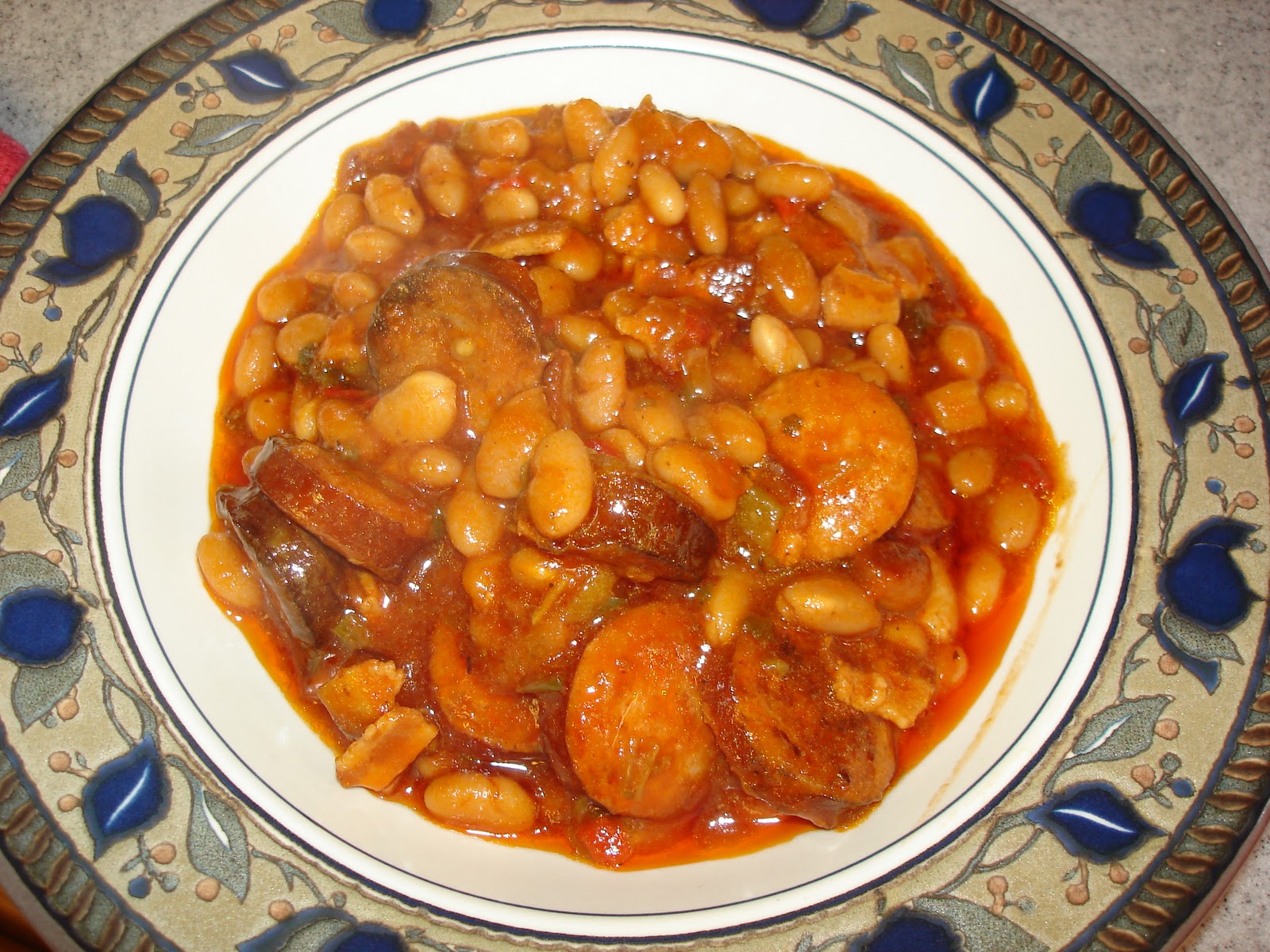 What's cookin', Mom? Beans and sausage