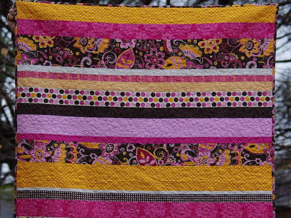 Pink, Orange & Brown Stripey Quilt #2