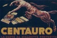 Il manifesto pubblicitario per le cartine da sigaretta Centauro