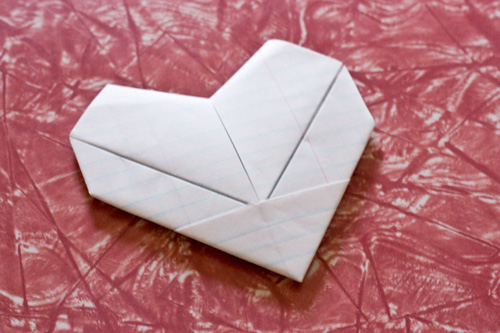 Fold paper into a heart