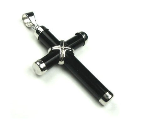 Silver Black Onyx Cross