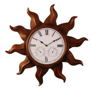 Wall Clocks - Copper Finish Sun Shaped Indoor or Outdoor Wall Clock