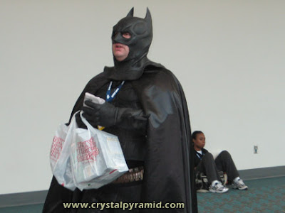 Fat Bat Man cruising the lobby - Photo by San Diego video producer Patty Mooney of Crystal Pyramid Productions