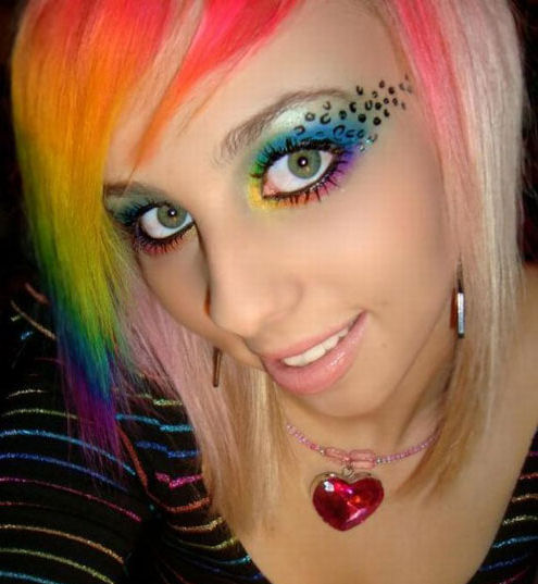 emo girls with rainbow hair. I just love this girls rainbow hair color and her awesome colorful emo 