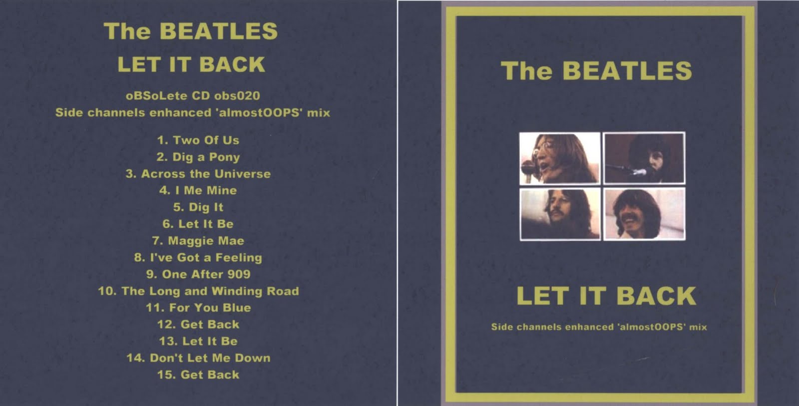 Don T Let Me Down Beatles Letra THE ALAN PARSONS PROJECT: COLABORACION, BOOTLEG: - The Beatles - Let It Back