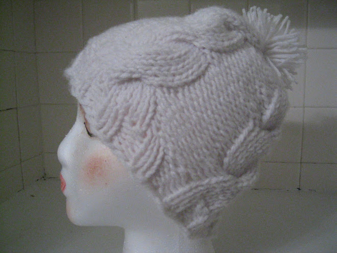 White Ski Beanie with Large Cables