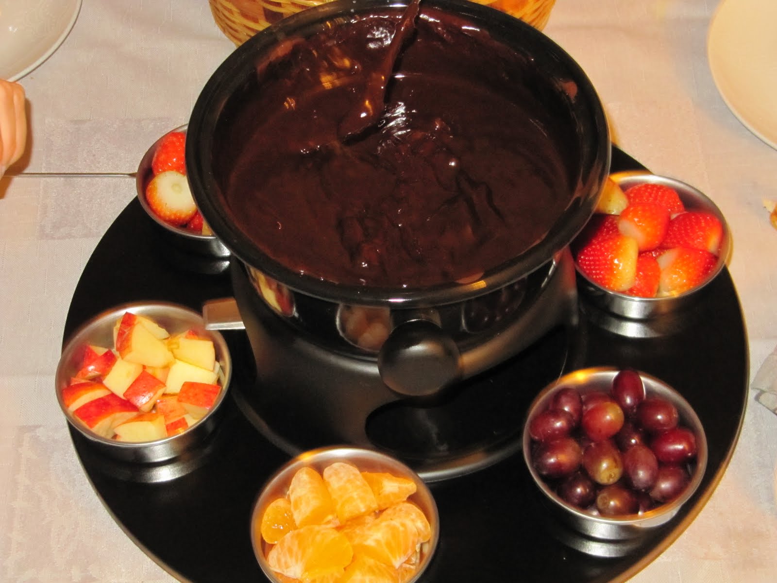 Recebendo Amigos Fondue de Chocolate