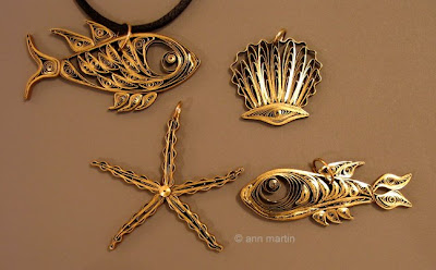 Quilled Fish and Seashell Pendants Quilled Fish and Seashell Pendants