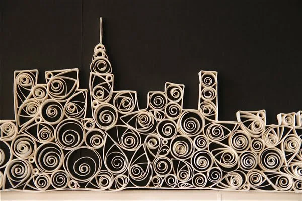 quilled detail of new york city skyline