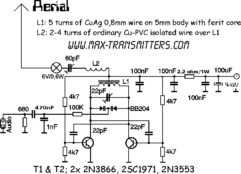 BA1404: 2W FM transmitter schematic