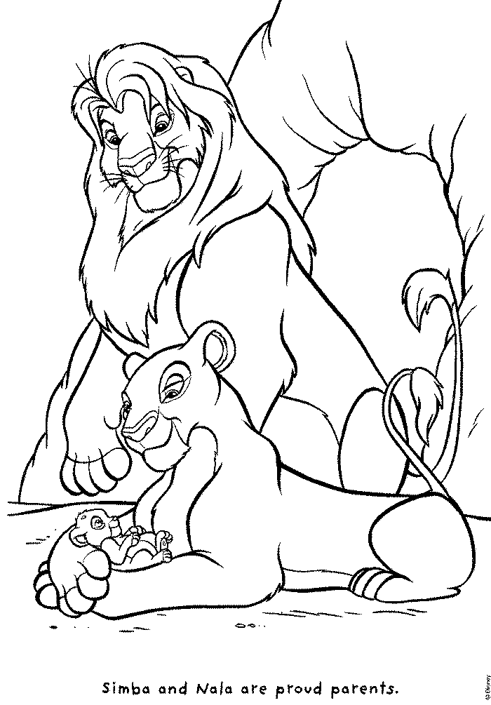 Lions Coloring Pages Simba and Nala are Proud Parents Lion Coloring Pages