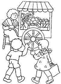 transmissionpress: Flower Cart - Kids Coloring Pages