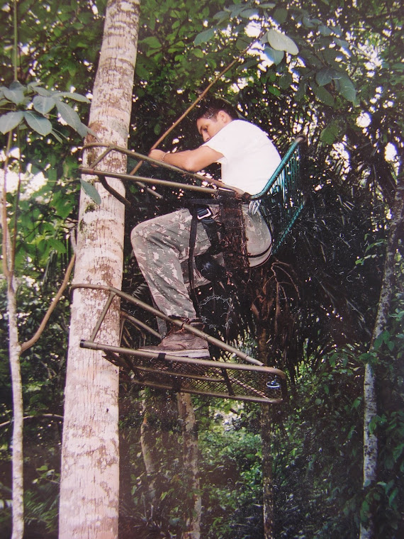 Demonstração do uso de uma cadeira para caçador (fabricação americana)