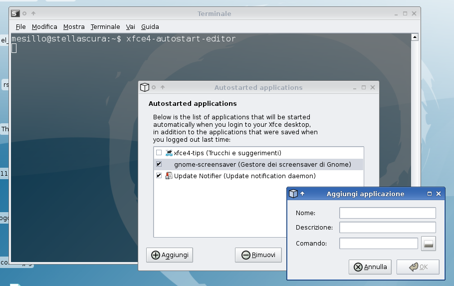 MesillO Debian etch XFCE4 gnomescreensaver