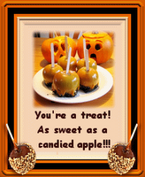 treat for Halloween is picture of pumpkins and candied apples