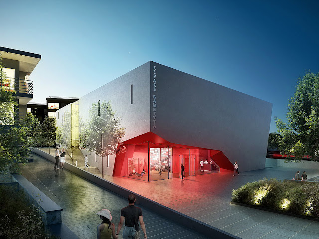 Perspective 3D d'un centre culturel et spectacle