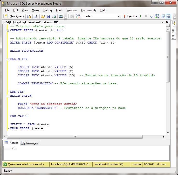 SQL Server - Dicas: Tratamento de erros no SQL Server (TRY-CATCH)