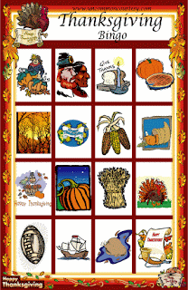 Bingo Game Card For Thanksgiving
