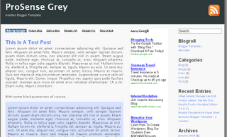 ProSense Grey -  3 Column Free Blogger Template