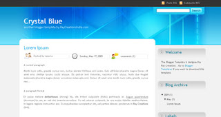 Crystal Blue Blogger Template | Blue and White Theme