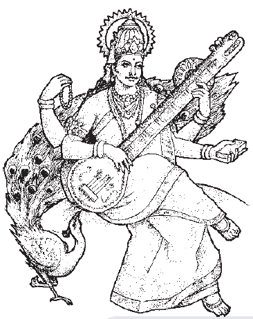 Saraswati Goddess PNG Picture, Simple Colored Saraswati Goddess, Saraswati,  Goddess, India PNG Image For Free Download