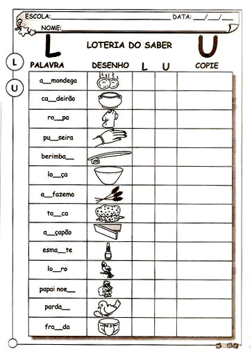 JORNAL PONTO COM: Atividades - Dificuldades Ortográficas L ou U prontas ...