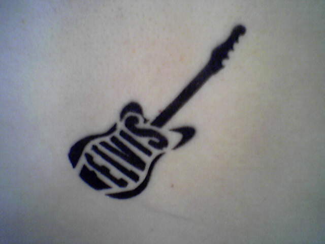 The last of my Elvis Tattoo Designs is this little guitar tattoo with Elvis