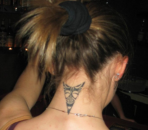 neck tattoos for girls. star neck tattoo