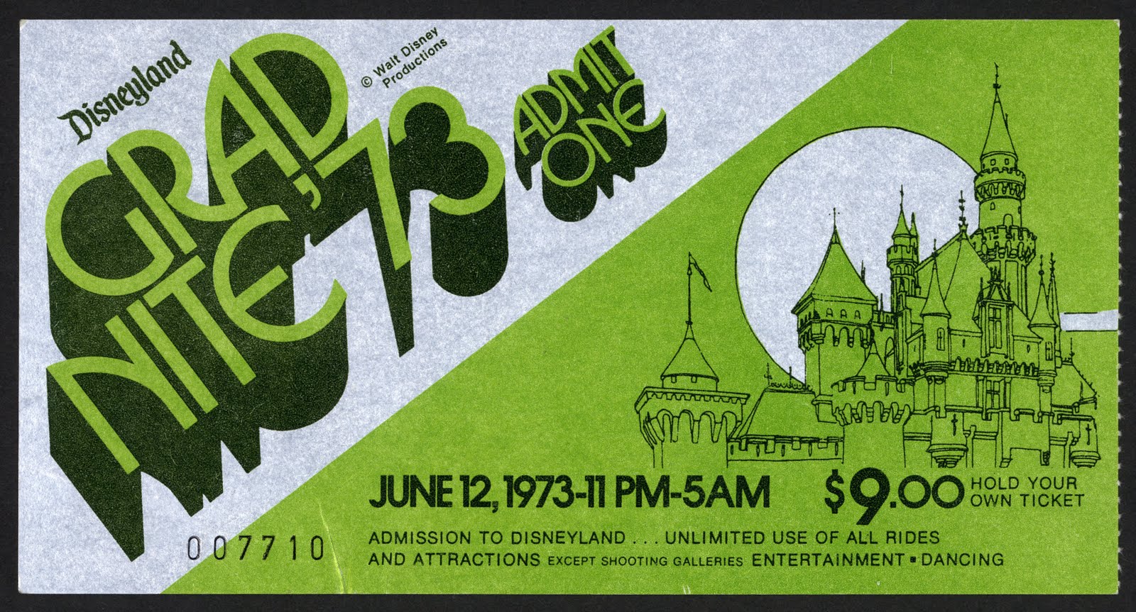 Disneyland Ticket History Grad Nite 1973